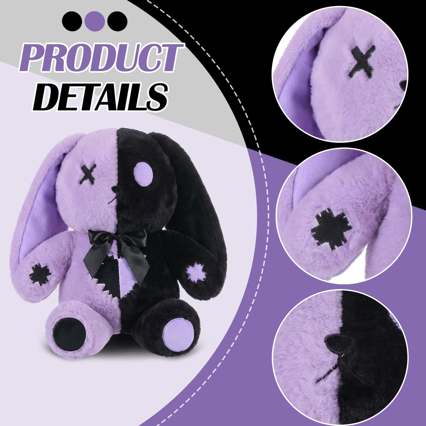 Sotiff Gothic Bunny Plush 12 Inch – Dark Easter Gift & Cozy Home Decor