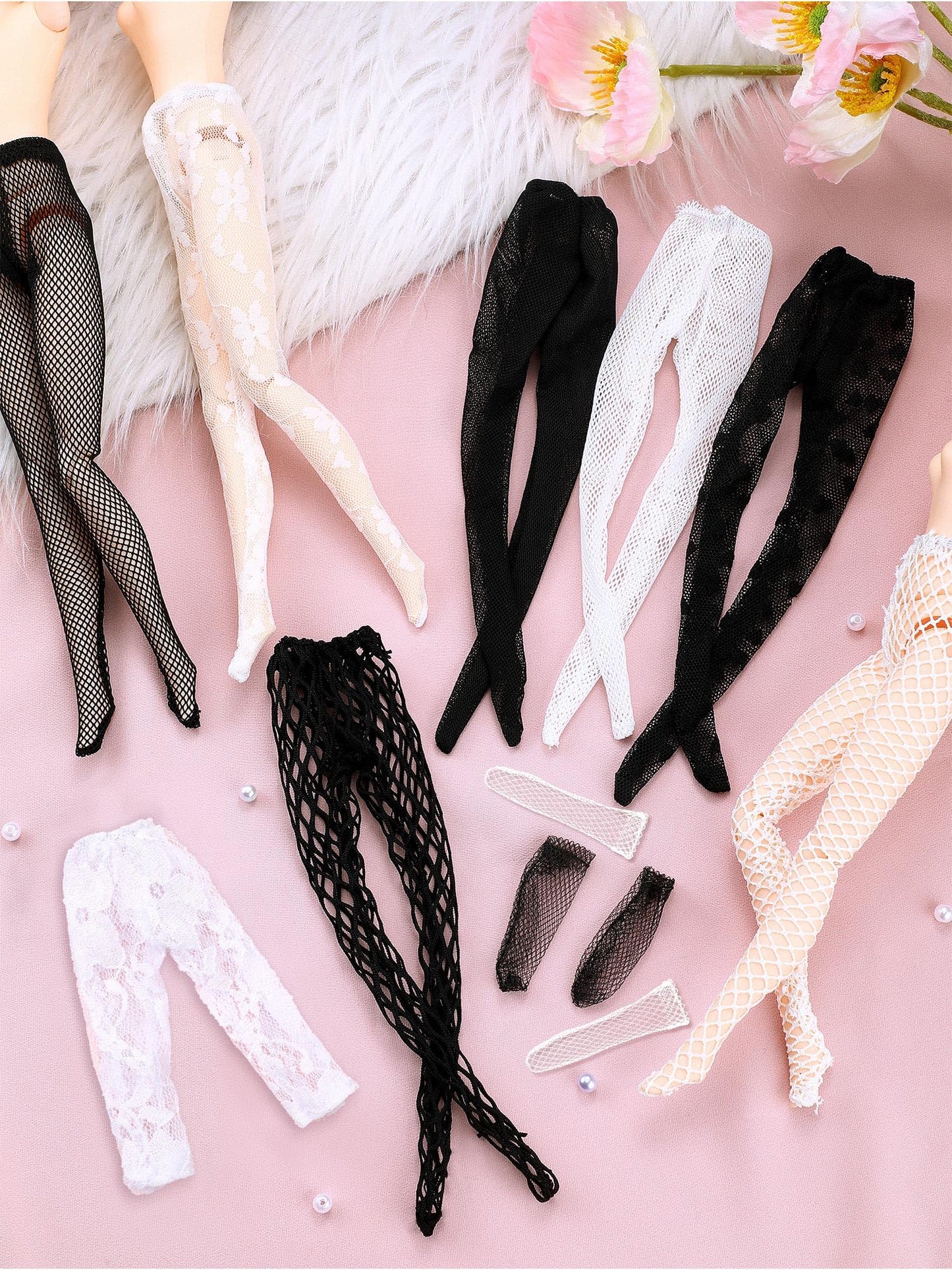 Sotiff 10 Pairs Doll Lace Stockings – Handmade Mesh Style for DIY Doll Outfits