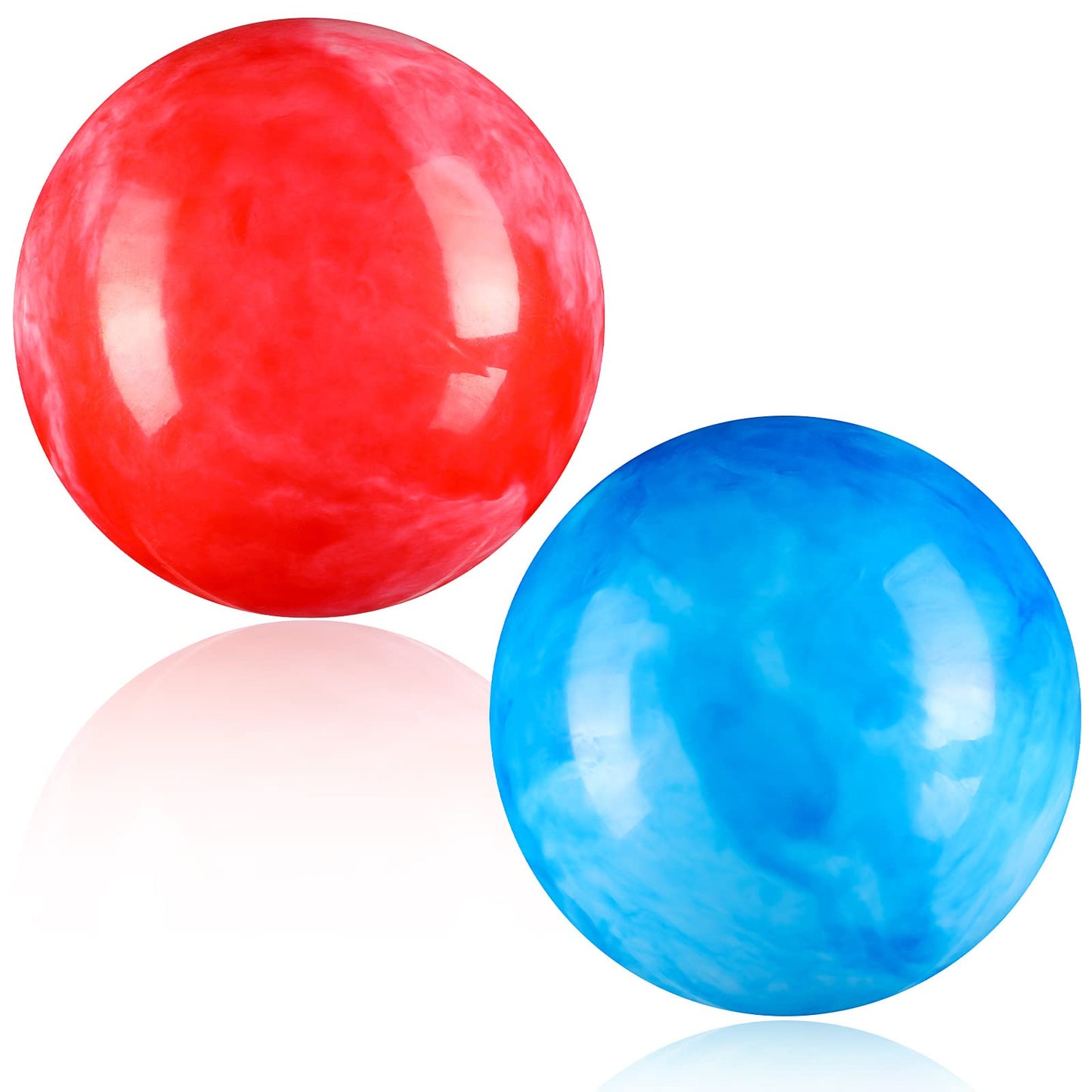 Sotiff 2 Pcs 8.5 Inch Marbleized Bouncy Balls - Red & Blue PVC Playground Balls