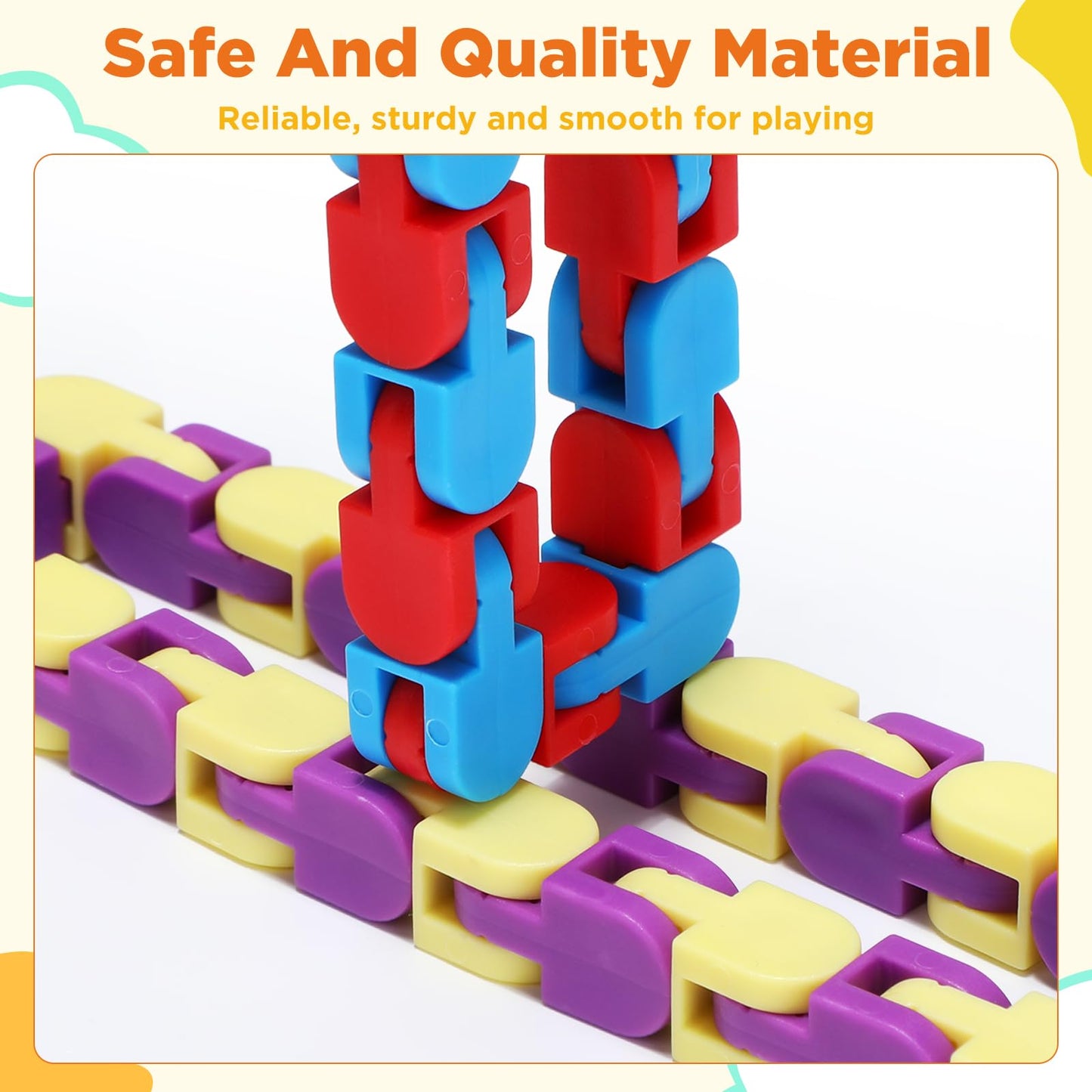 Sotiff 60-Pack Wacky Track Fidget Toy | 24-Link Colorful Snap Fidget Links