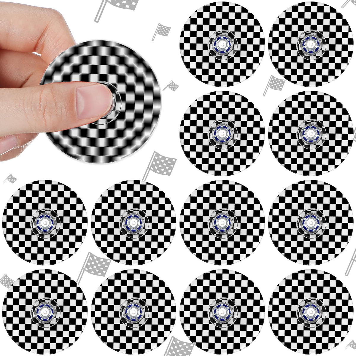 Sotiff 24 Pcs Race Car Fidget Spinners Bulk — Black & White Checkered