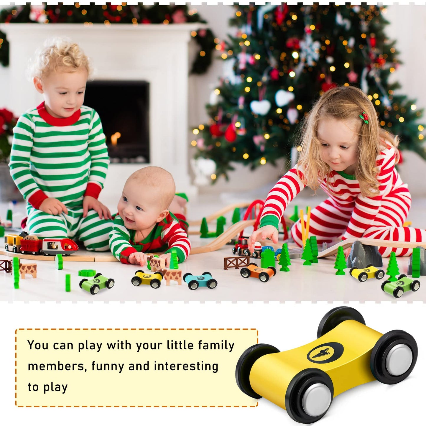 Sotiff 8-Piece Wooden Mini Car Set – Race Track Ramp Toys for Toddlers