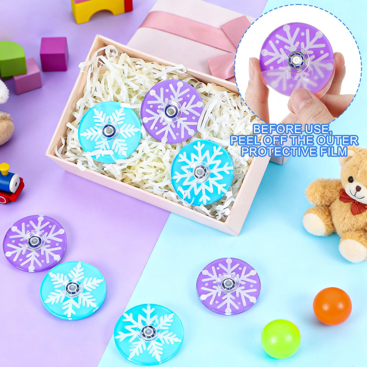 Sotiff 24 Pcs Snowflake Fidget Spinners Bulk – Mini Party Favors