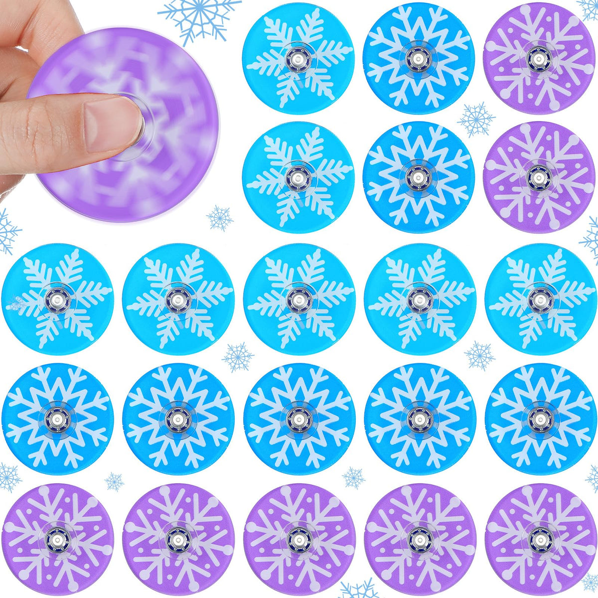 Sotiff 24 Pcs Snowflake Fidget Spinners Bulk – Mini Party Favors