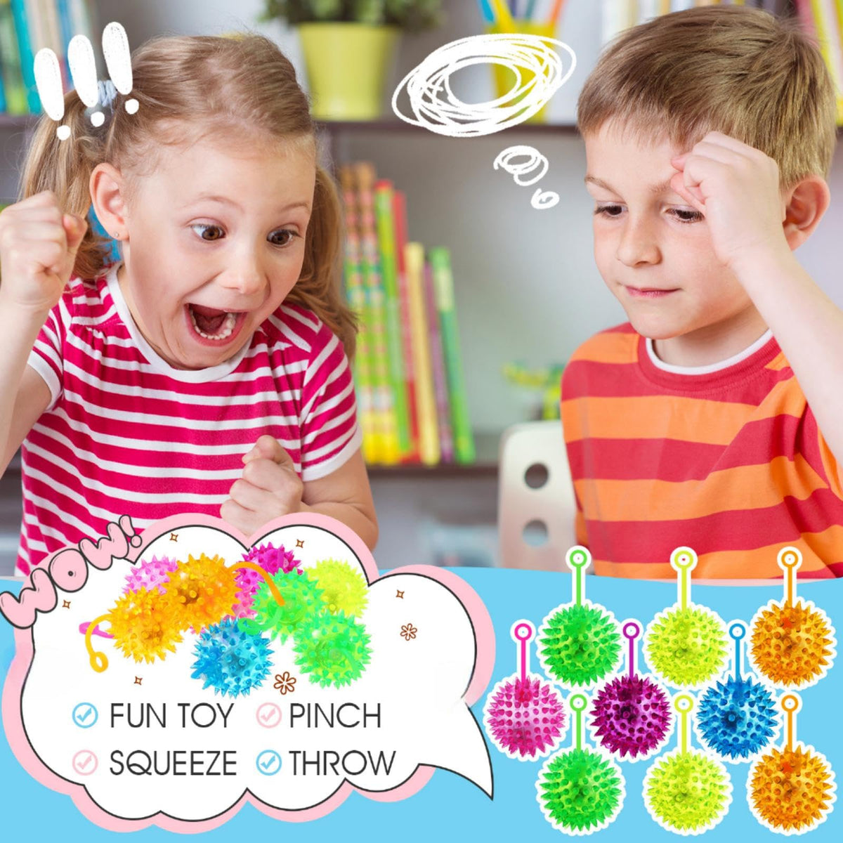 Sotiff 9 Pcs Light Up Ball – LED Spiky Bouncy Balls for Night Games, Party Favors & Sensory Play
