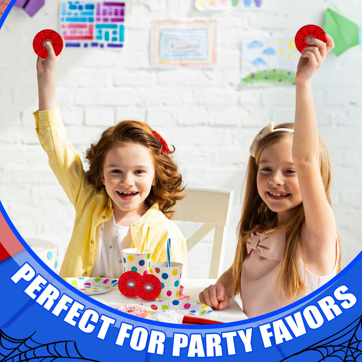 Sotiff 24 Pcs Spider Web Fidget Spinners Bulk – Mini Toys for Kids, Party Favors