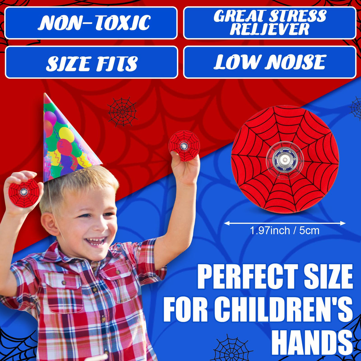 Sotiff 24 Pcs Spider Web Fidget Spinners Bulk – Mini Toys for Kids, Party Favors