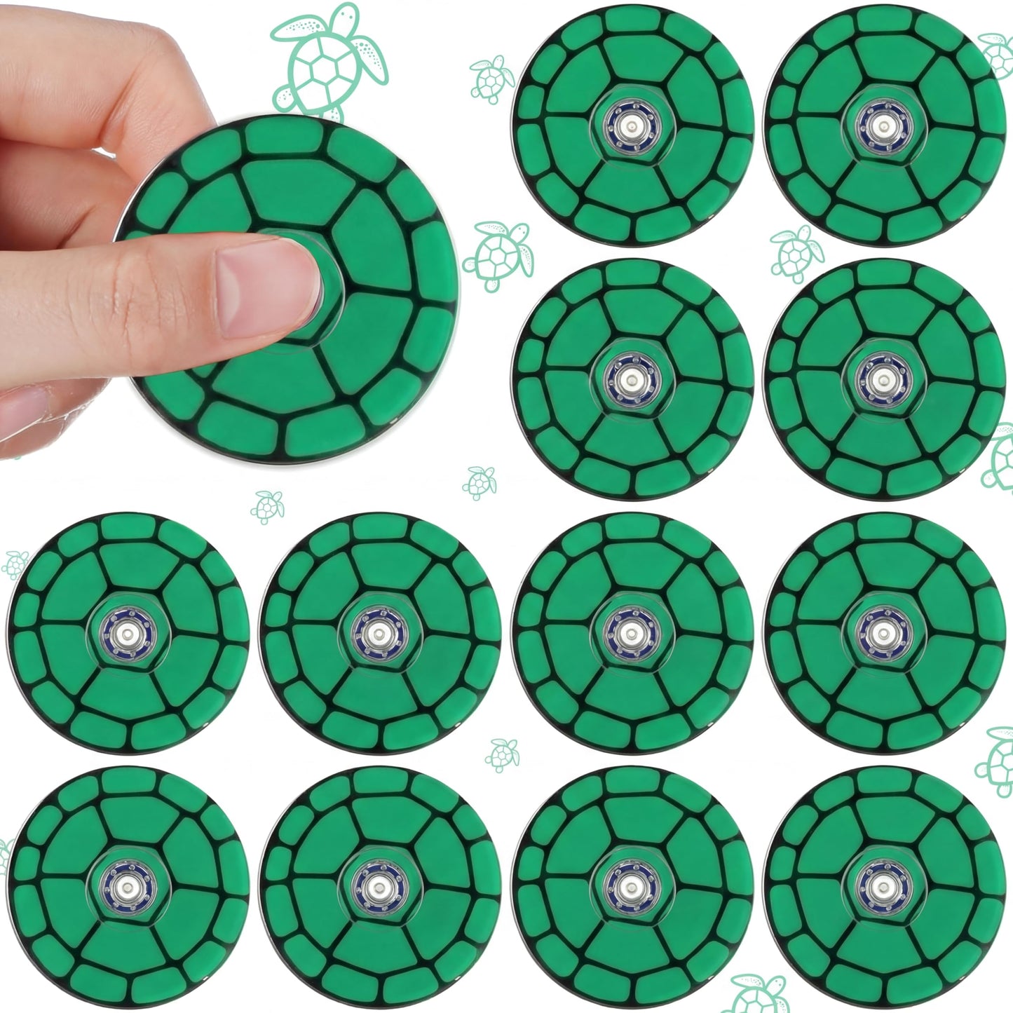 Sotiff 12-Pack Turtle Fidget Spinners – Green Mini Stress Toys for Kids, Party Favors & Classroom Rewards