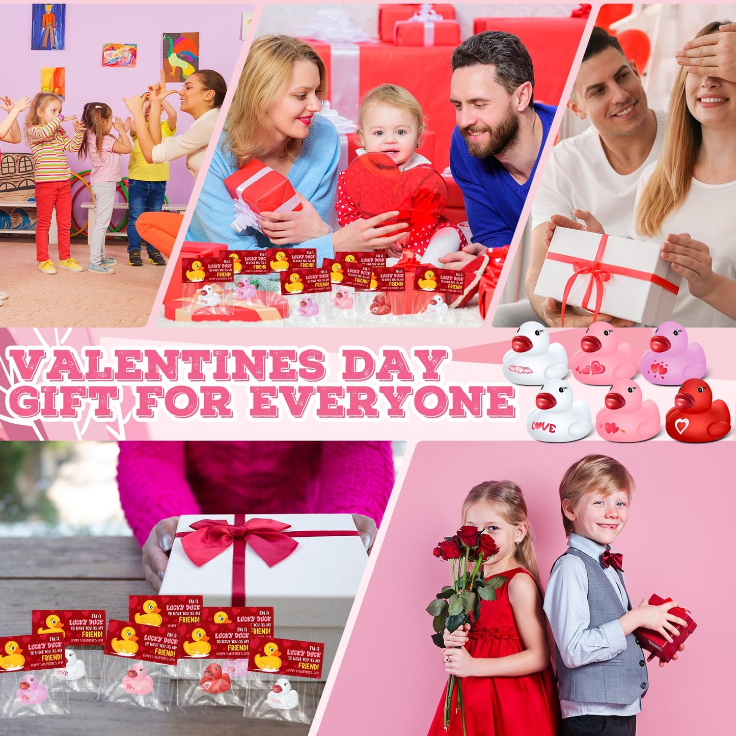 Sotiff 24 Valentine Rubber Ducks with Cards – Adult Gift Exchange & Novelty Valentines