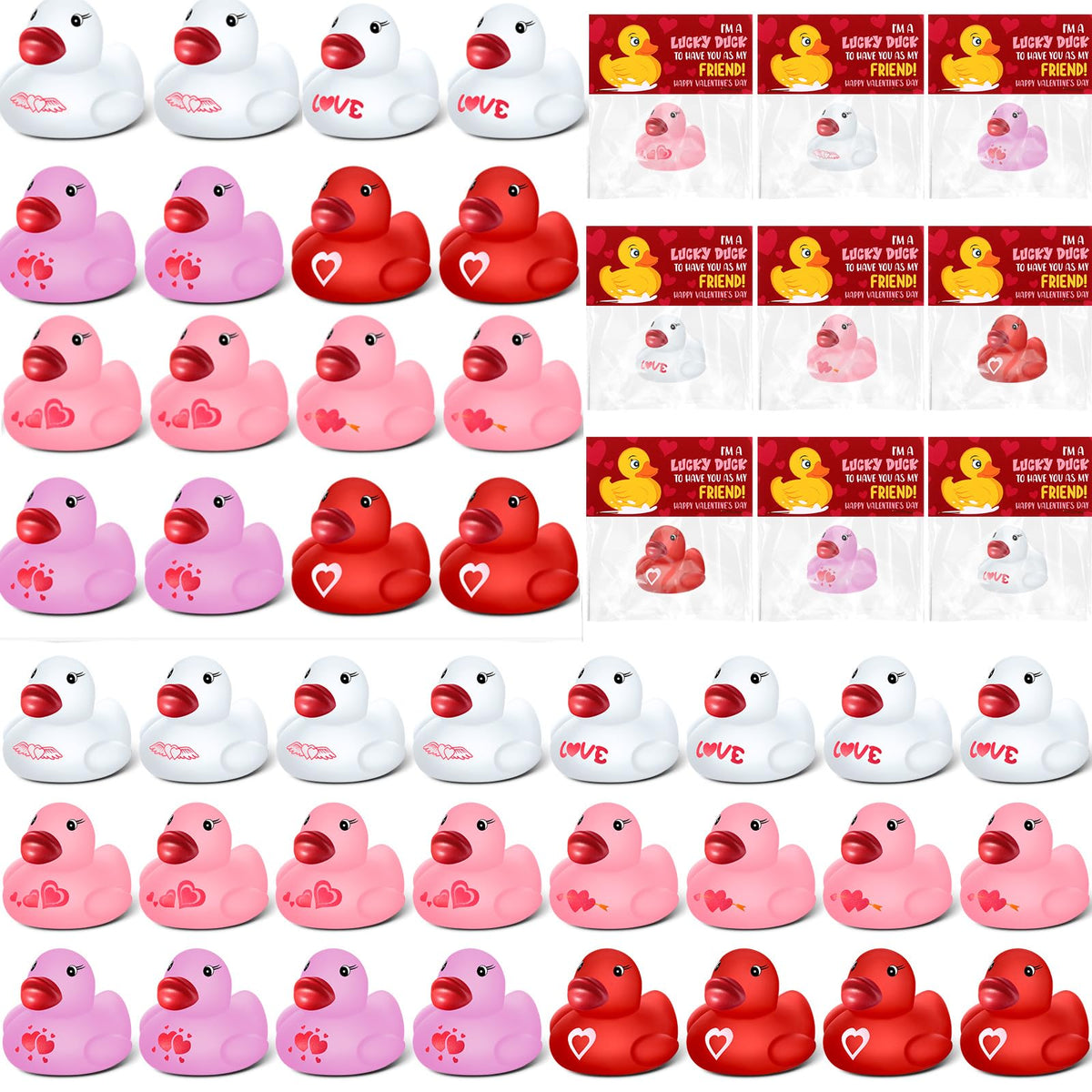 Sotiff 24 Valentine Rubber Ducks with Cards – Adult Gift Exchange & Novelty Valentines