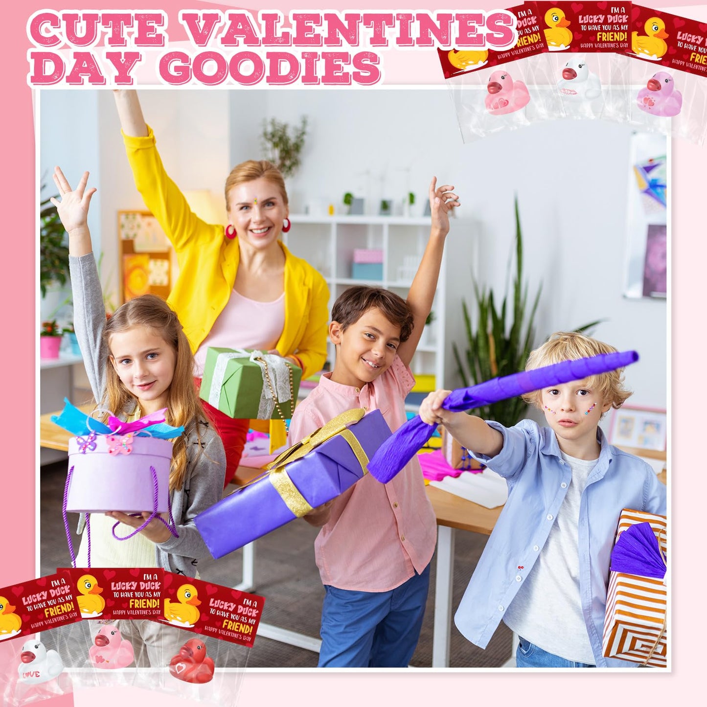 Sotiff 24 Valentine Rubber Ducks with Cards – Adult Gift Exchange & Novelty Valentines