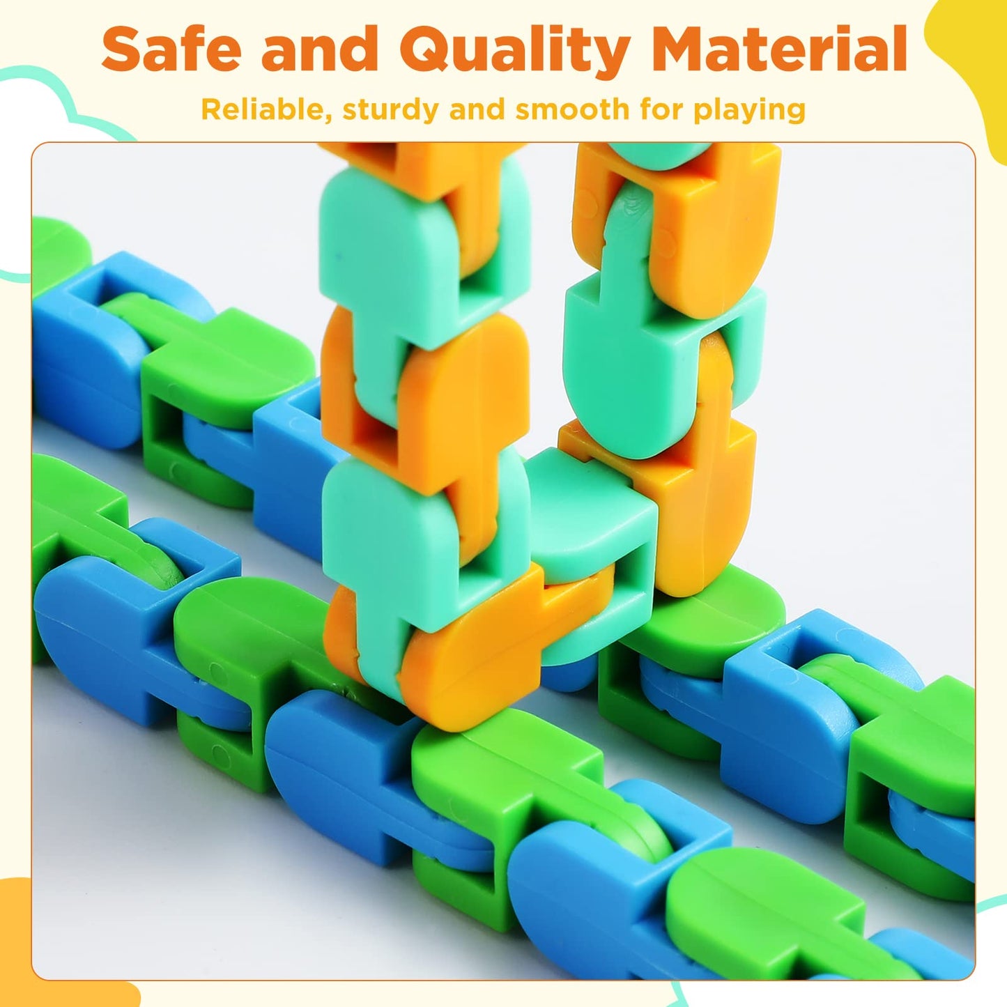 Sotiff 60-Pack Wacky Track Fidget Toy — Colorful Snap Links for Kids & Adults