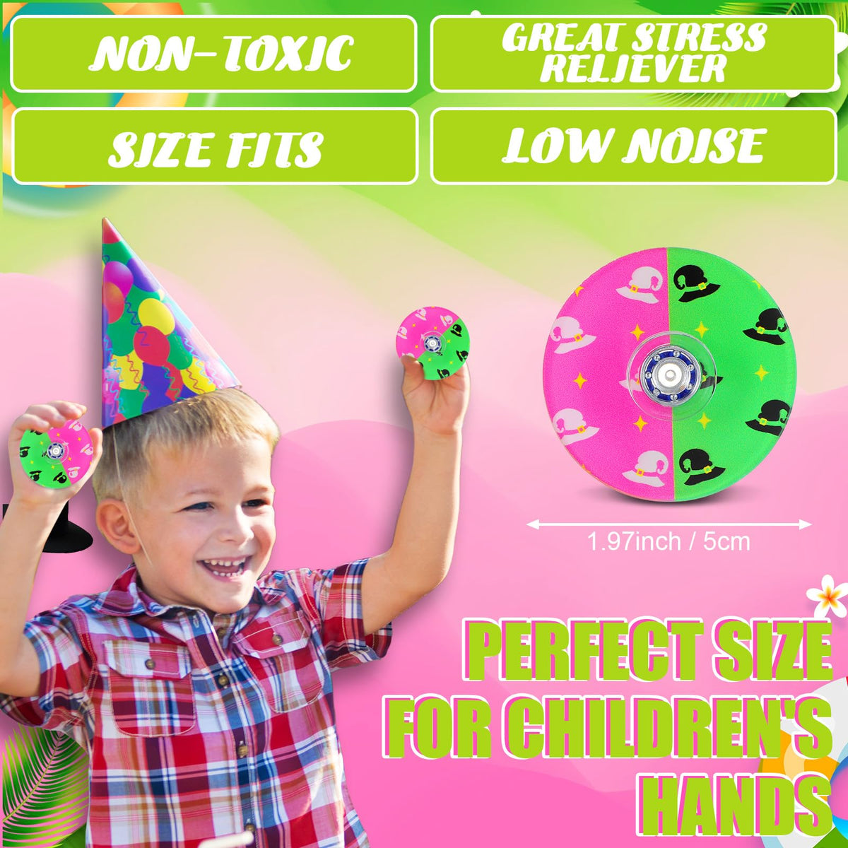 Sotiff 24 Pcs Witch Fidget Spinners Bulk – Pink & Green Party Favors