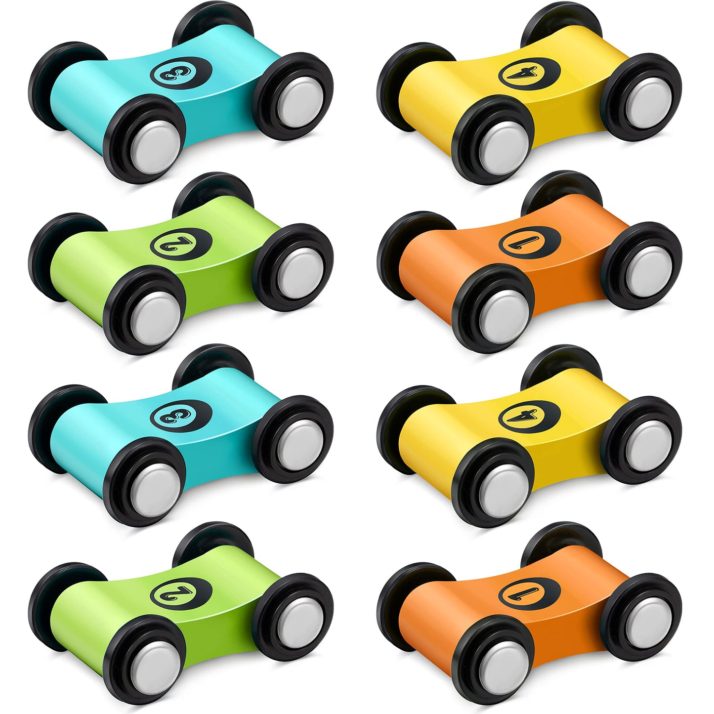 Sotiff 8-Piece Wooden Mini Car Set – Race Track Ramp Toys for Toddlers