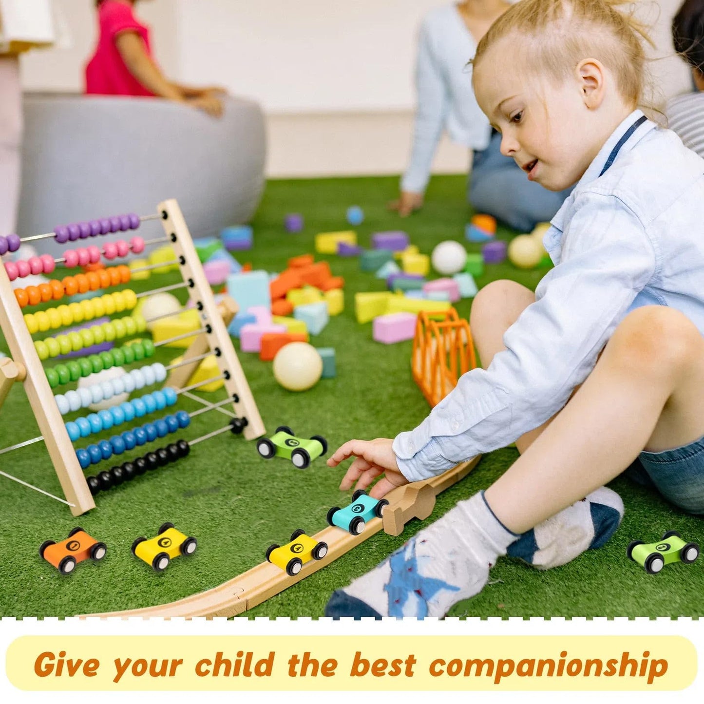 Sotiff 8-Piece Wooden Mini Car Set – Race Track Ramp Toys for Toddlers
