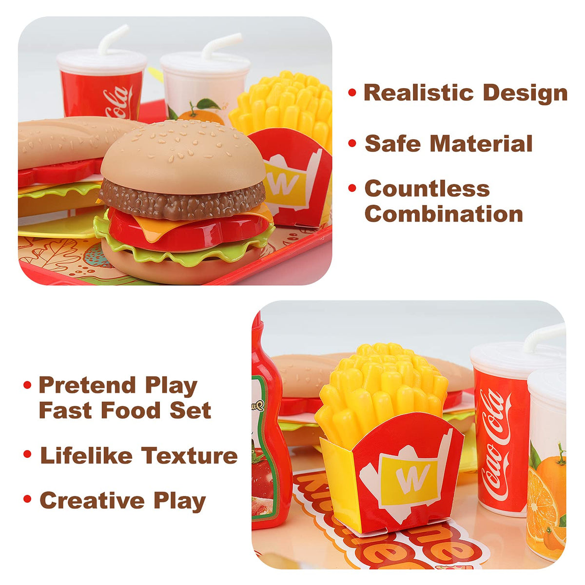 Sotodik Pretend Play Food Set – 15-Piece Kids Kitchen Playset with Tray
