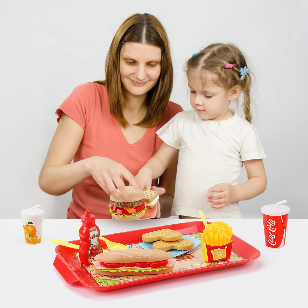 Sotodik Pretend Play Food Set – 15-Piece Kids Kitchen Playset with Tray