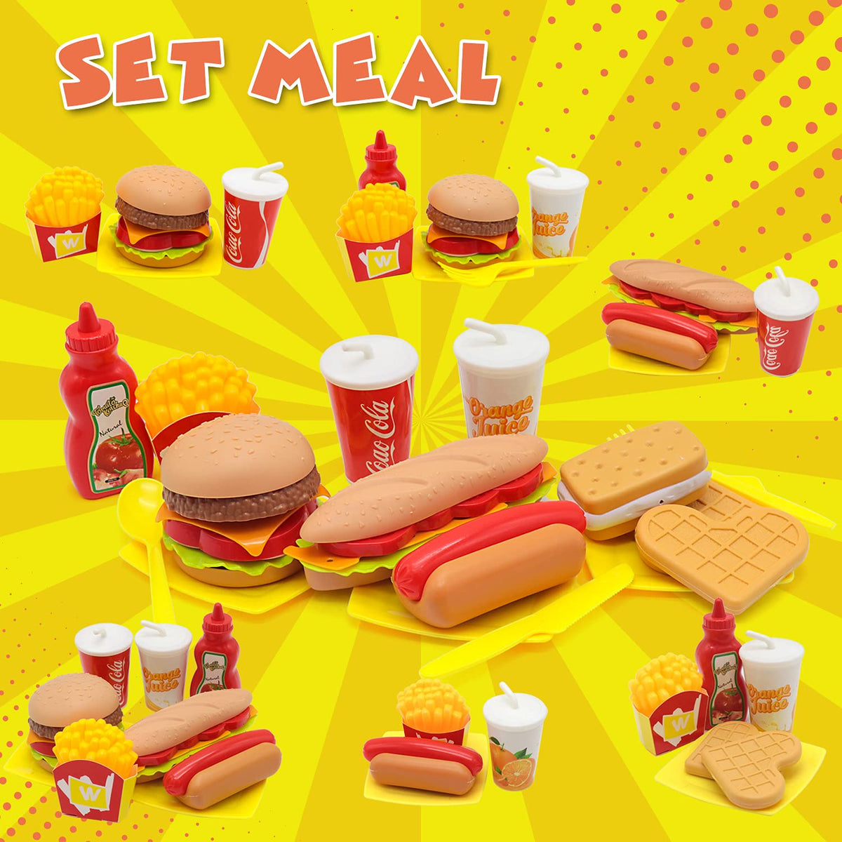 Sotodik Pretend Play Food Set – 15-Piece Kids Kitchen Playset with Tray