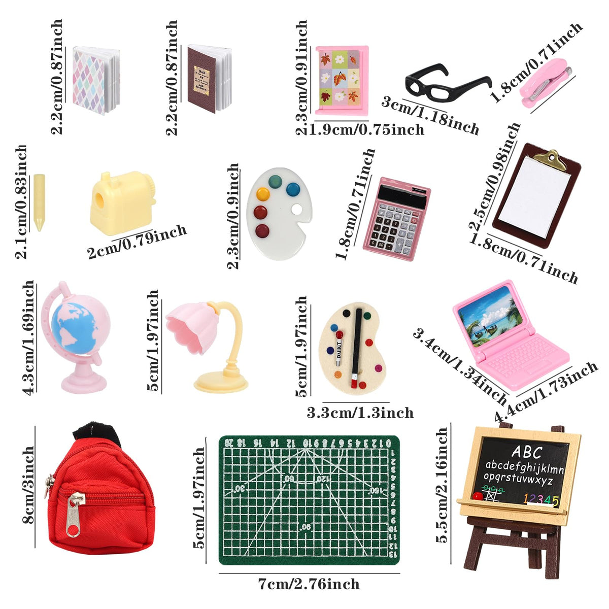 SOTOGO ONEST 34-Piece Doll House School Supplies Set | Miniature DIY Accessories