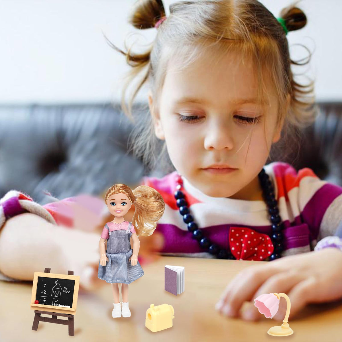 SOTOGO ONEST 34-Piece Doll House School Supplies Set | Miniature DIY Accessories