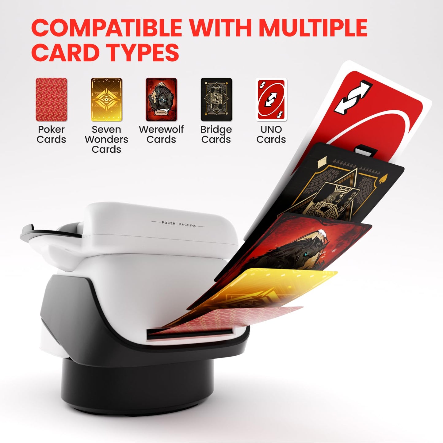 SouAny 2-in-1 Automatic Card Shuffler & Dealer — 4 Wireless Remotes, 8-Player, Ultra Quiet, Rechargeable