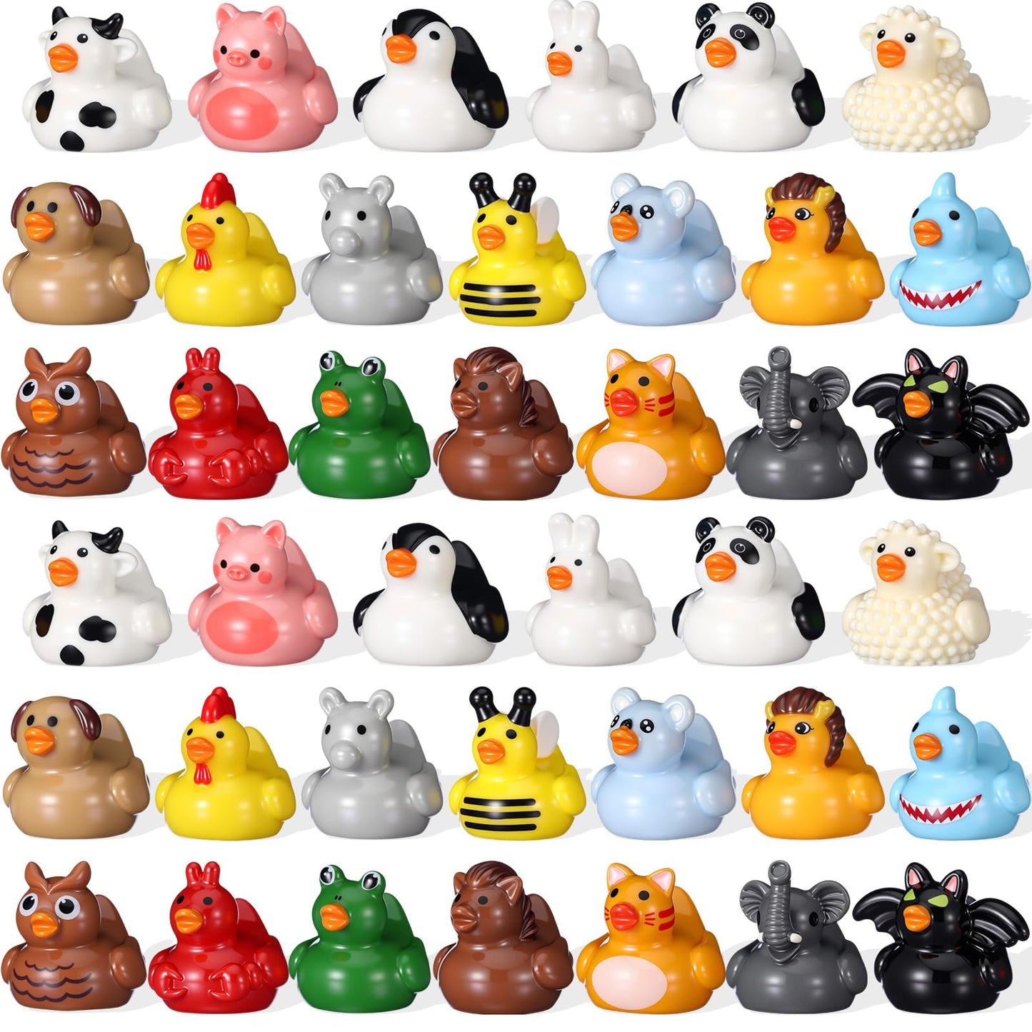 Soulchen 100 Pcs Mini Resin Animals Ducks – 20 Styles Tiny Figures for Decor, Crafts & Gifts