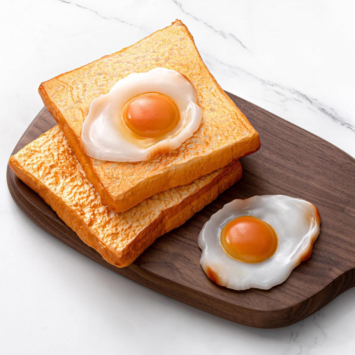 Soulchen 4 Pcs Fake Bread & Fried Egg Set – Realistic PU Props for Display & Photography