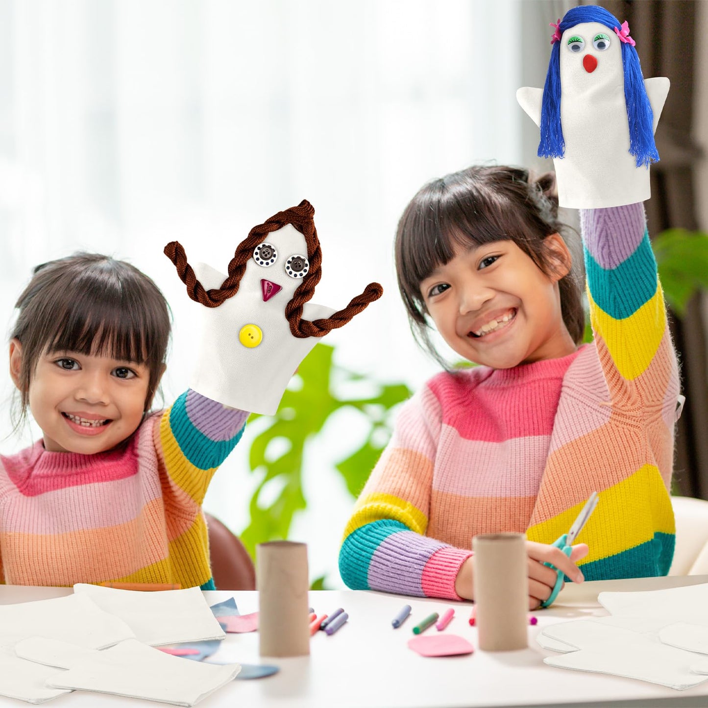 Soulchen 24-Pcs DIY Cotton Hand Puppet Kit for Creative Play, Storytelling & Family Craft Nights