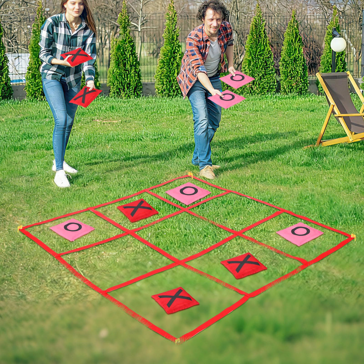 Soulchen Valentines Giant Tic Tac Toe Game with Bean Bags & Storage – Outdoor Family Fun