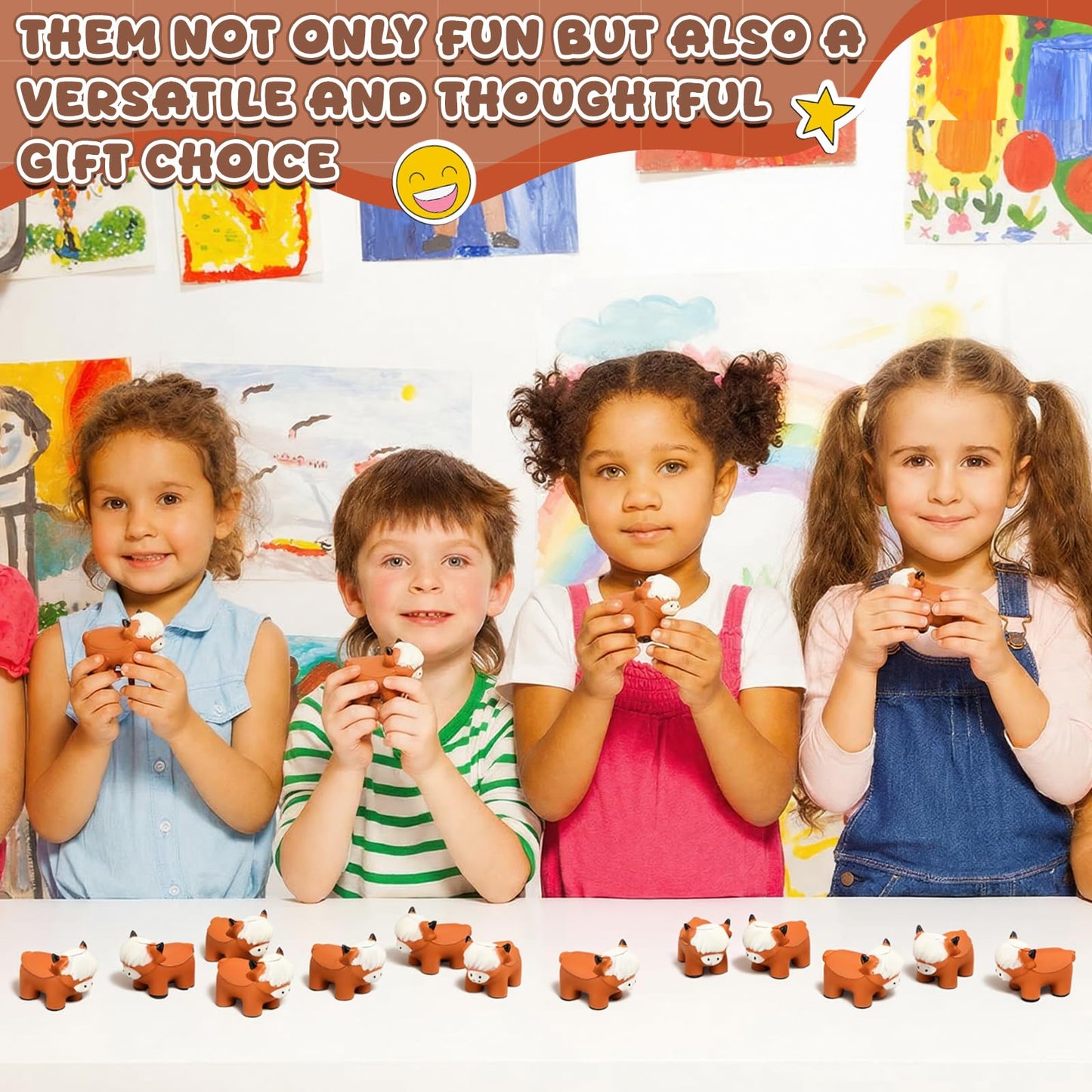 Soulchen 24-Pack Highland Cow Stress Balls – Mini Squeeze Toys for Classroom Fun & Party Gifts