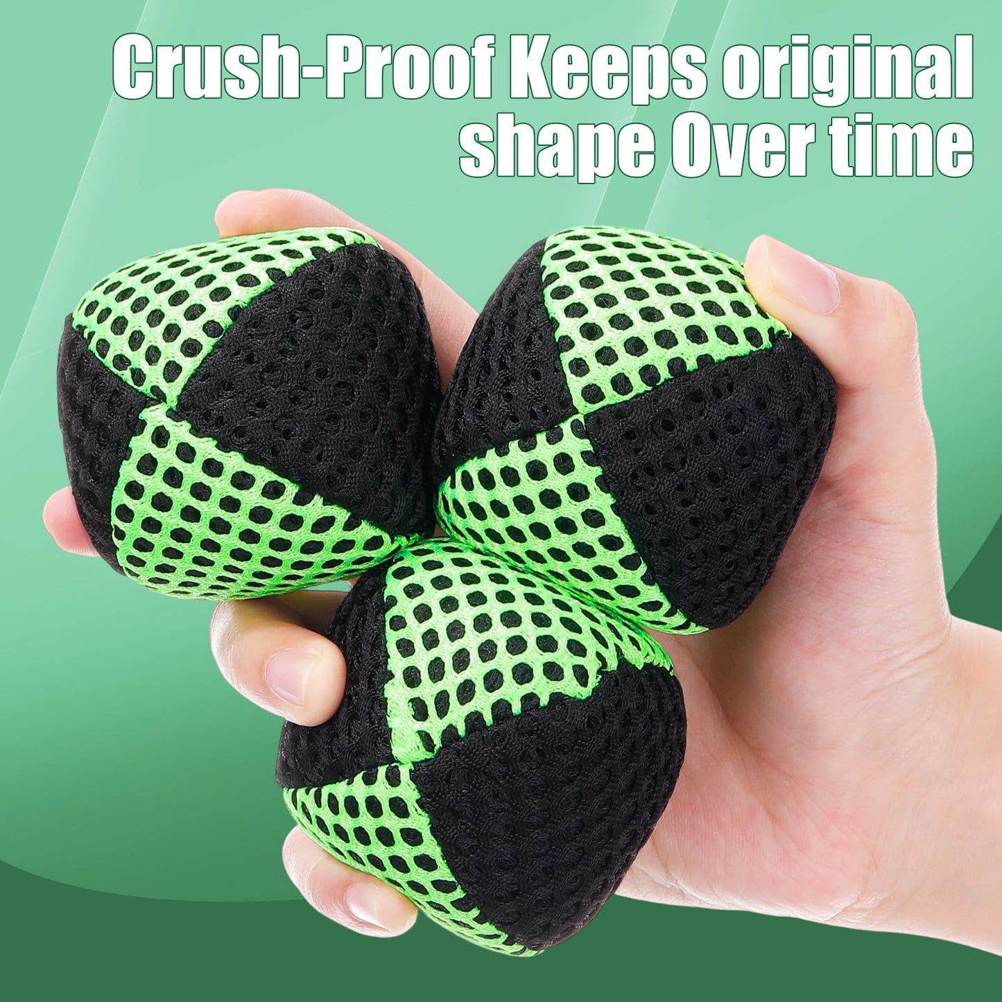 Soulchen 6-Pack Juggling Balls Set — Durable Practice Bean Bags for Beginners and Pros (Black & Green)