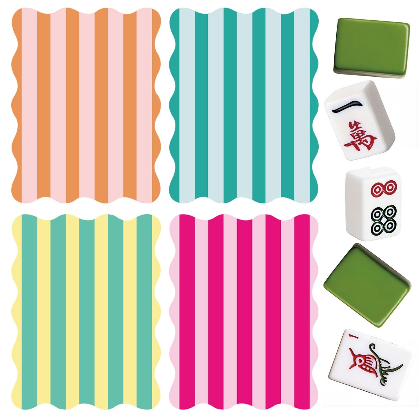 Soulchen 4 Pcs Mahjong Shuffler – Colorful PVC Tile Mixers with Wavy Edges