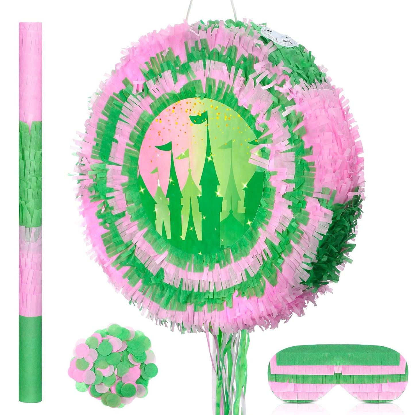 Soulchen Witch Pinata - 14.2 inch Pink & Green Round Pinata – Party Decor