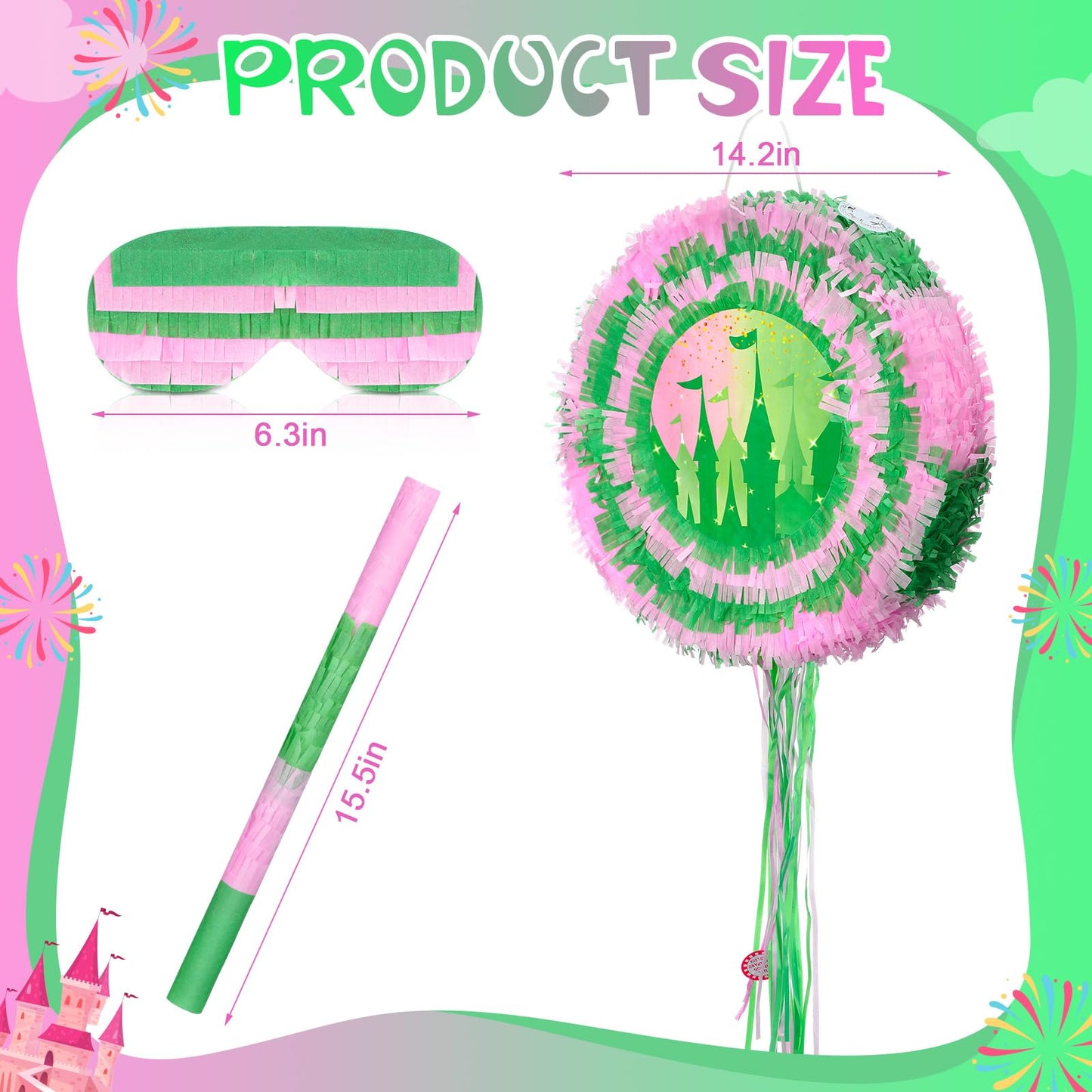 Soulchen Witch Pinata - 14.2 inch Pink & Green Round Pinata – Party Decor
