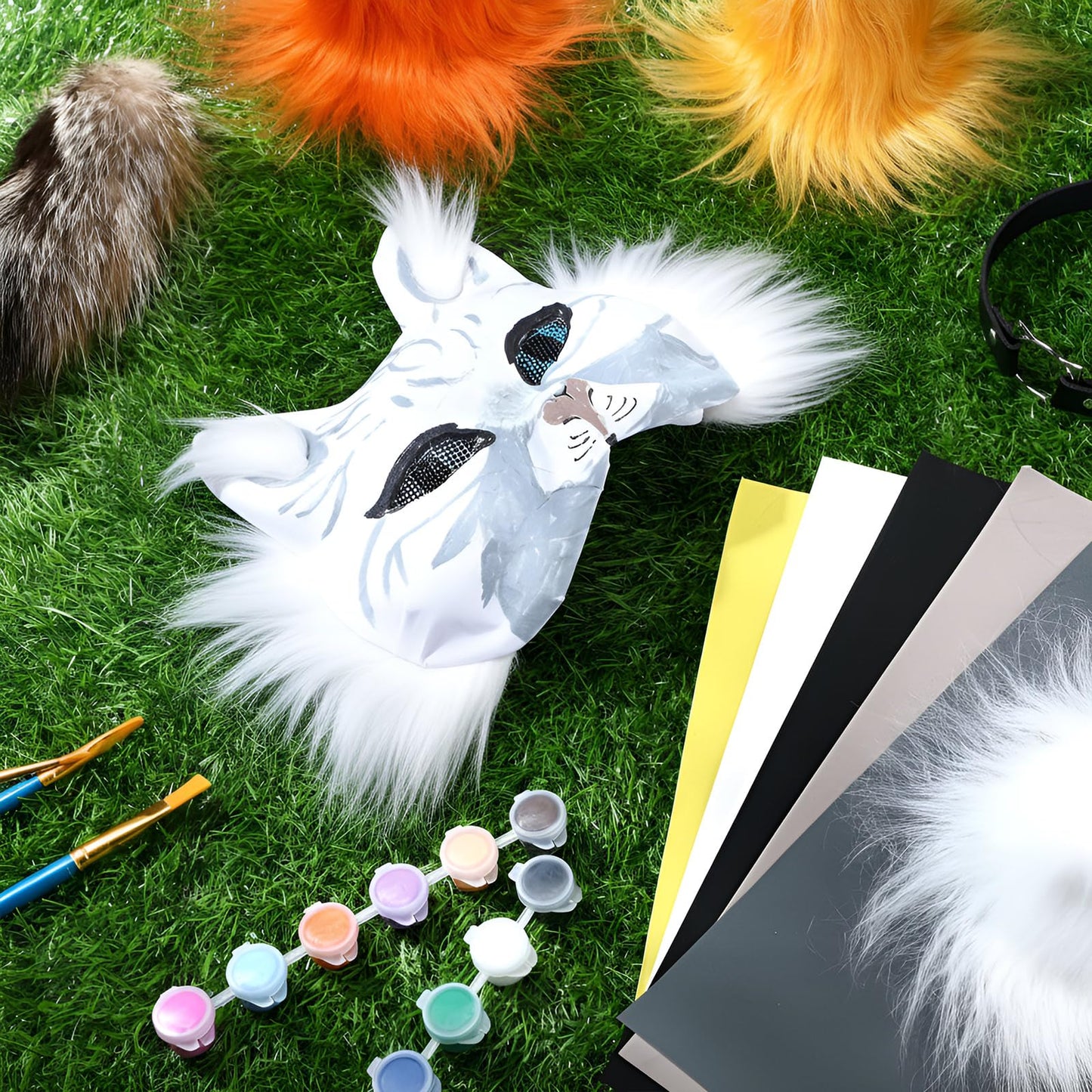 Soulchen 34 Pcs DIY Therian Fox Mask & Tail Kit for Cosplay