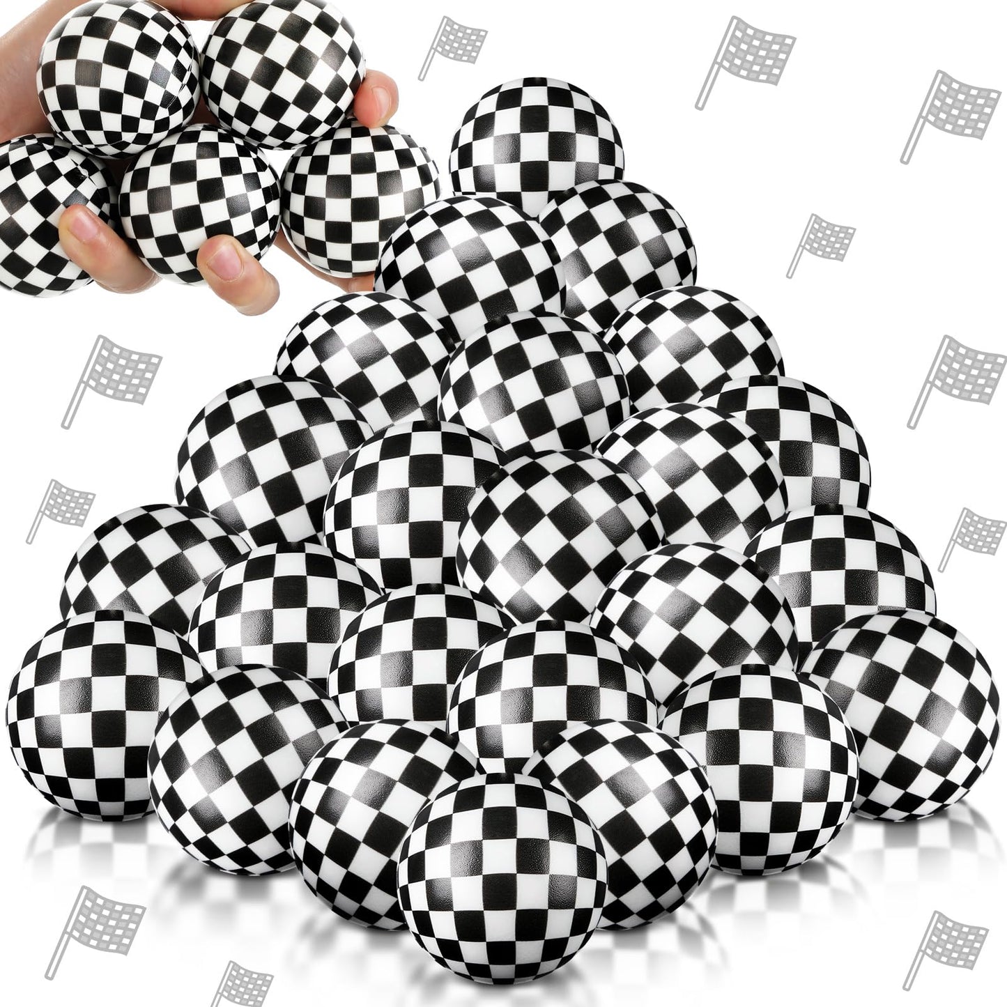 Soulchen 24 Pcs Race Cars Stress Balls – Black & White Checkered Fidget Toys for Kids