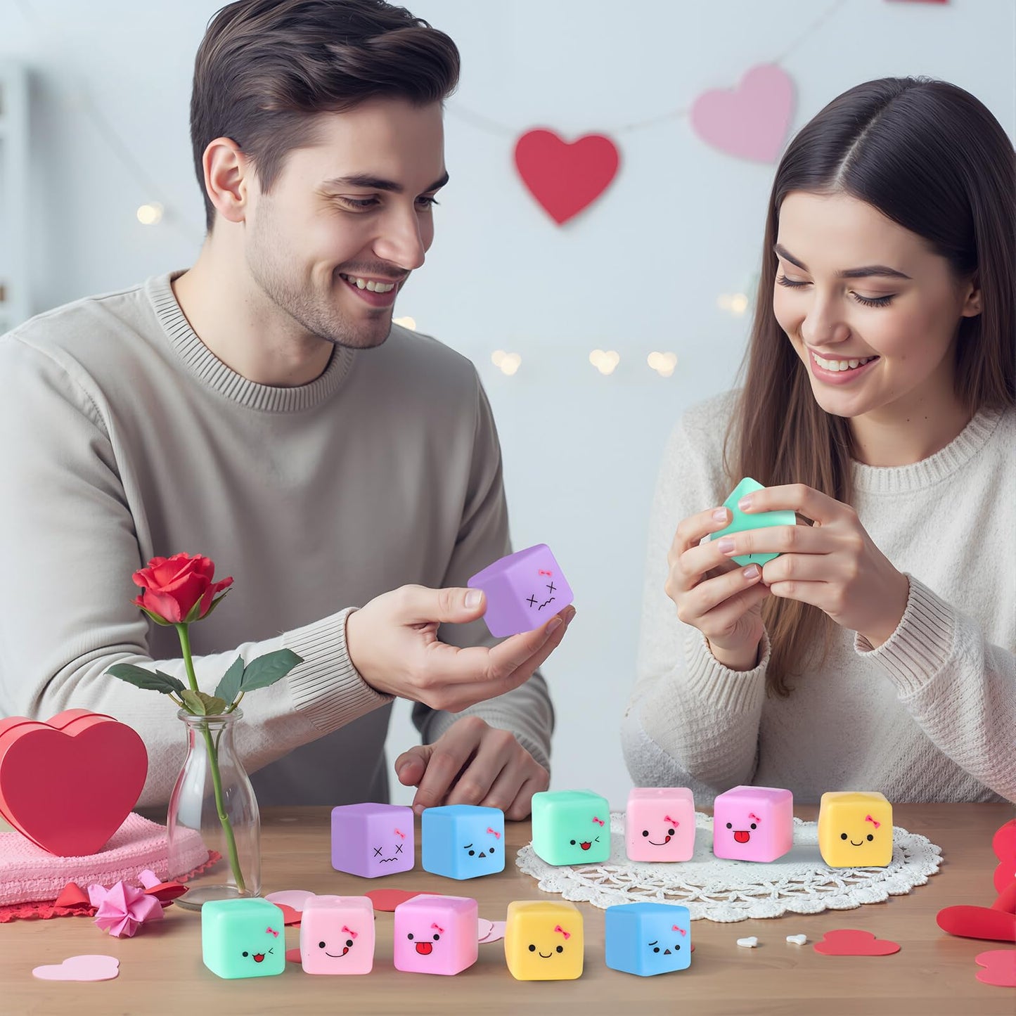 Soulchen 30-Pack Valentines' Day Slow Rising Stress Cubes – Fidget Toys for Adults