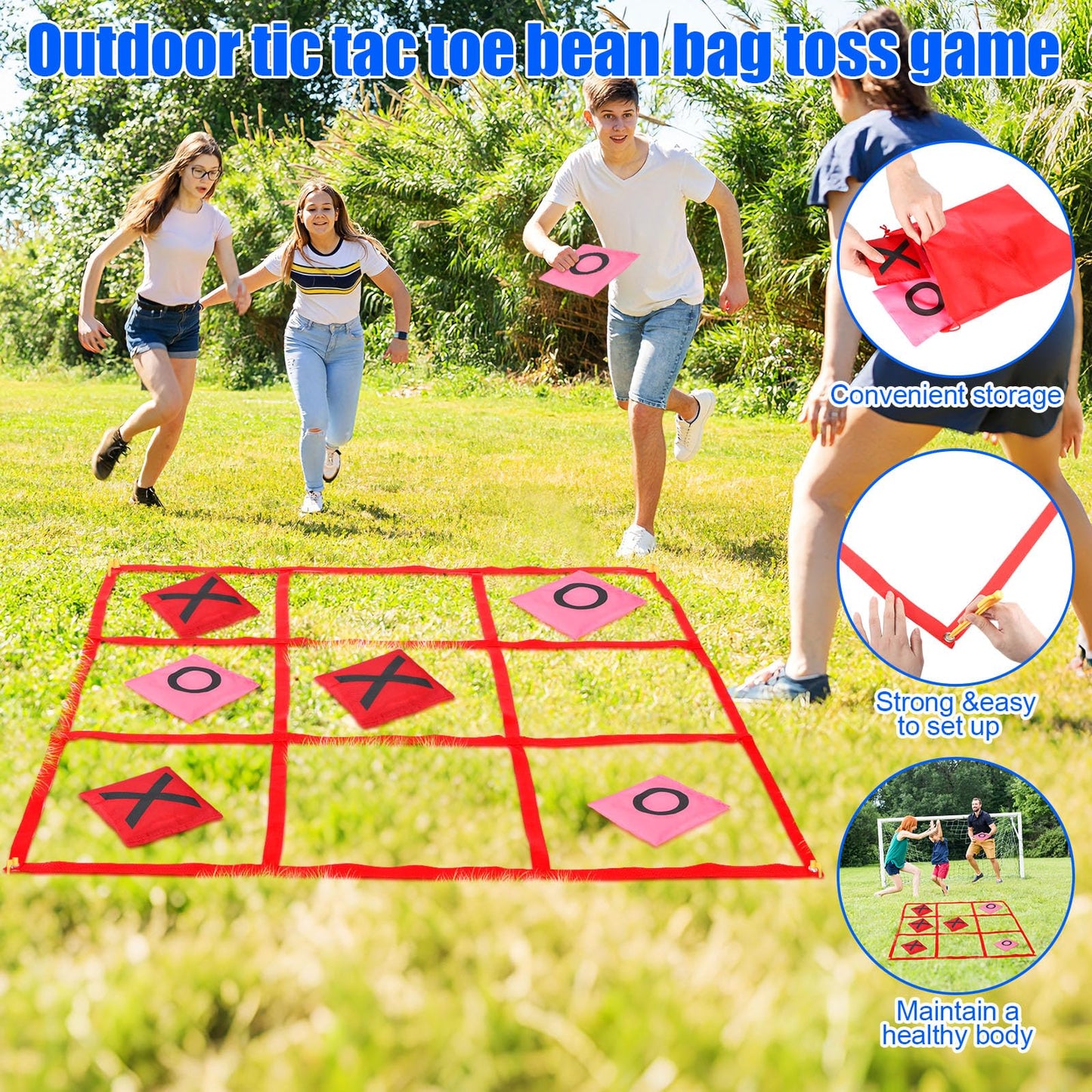 Soulchen Valentines Giant Tic Tac Toe Game with Bean Bags & Storage – Outdoor Family Fun
