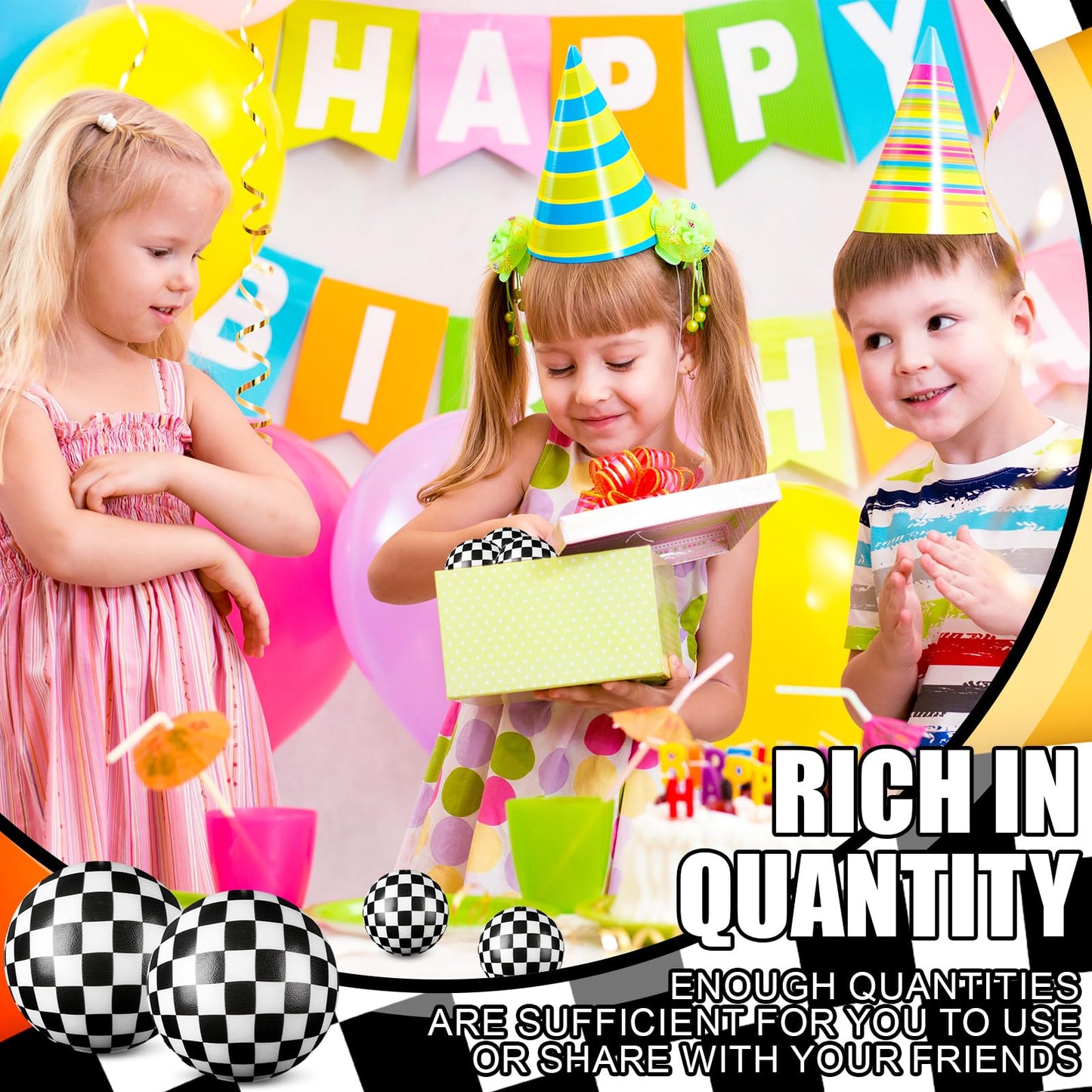 Soulchen 24 Pcs Race Cars Stress Balls – Black & White Checkered Fidget Toys for Kids