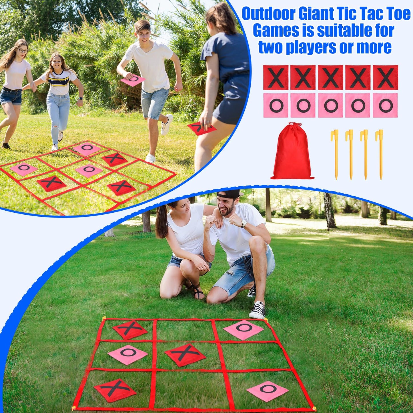 Soulchen Valentines Giant Tic Tac Toe Game with Bean Bags & Storage – Outdoor Family Fun