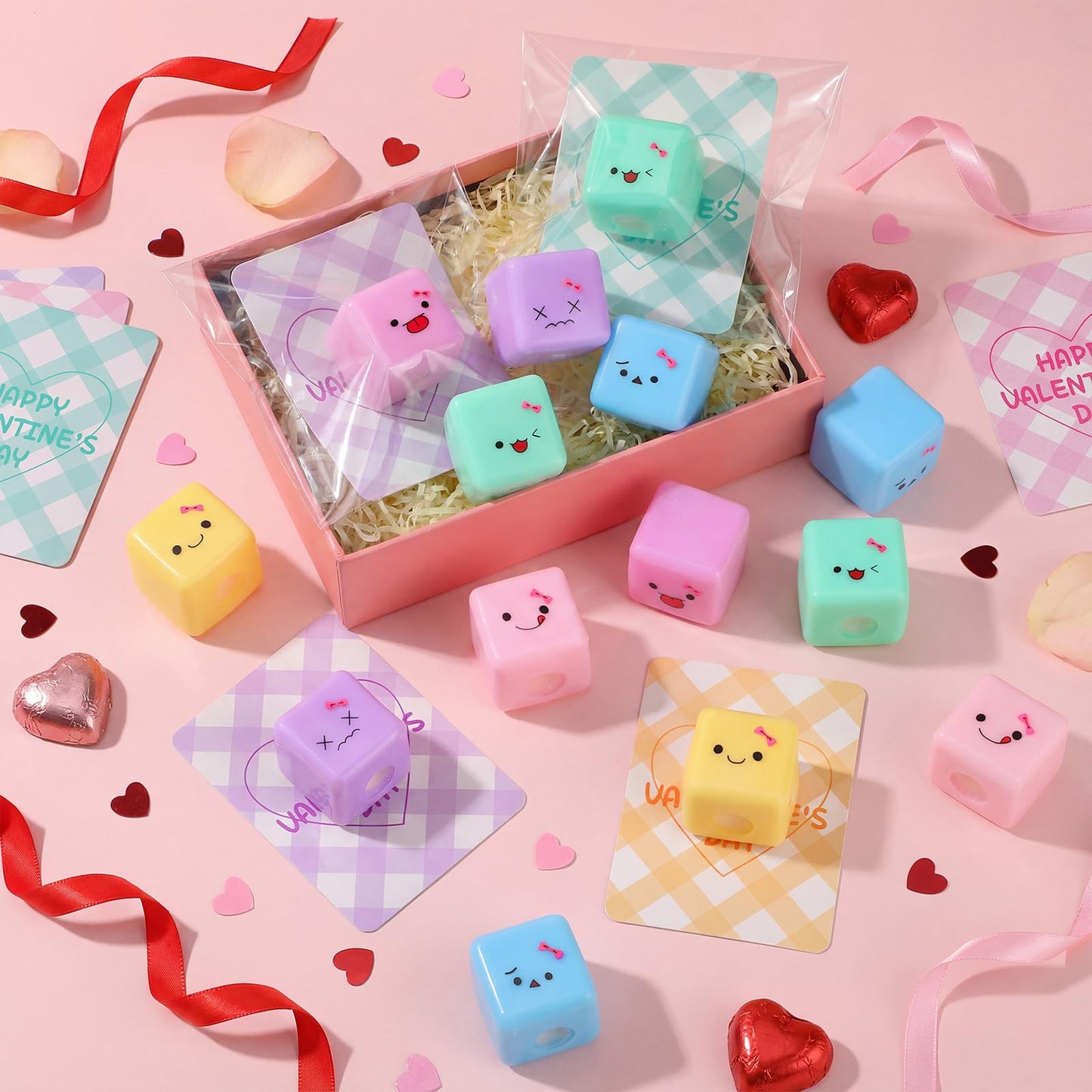 Soulchen 30-Pack Valentines' Day Slow Rising Stress Cubes – Fidget Toys for Adults