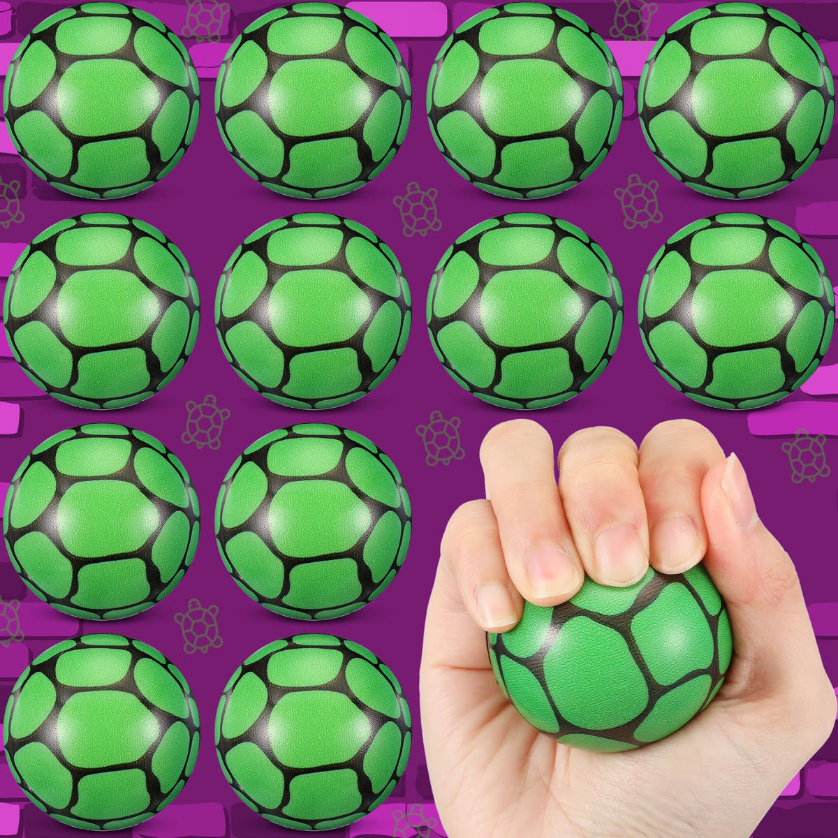 Soulchen Turtle Stress Balls - 12-Pack Sensory Fidget Toys & Party Favors