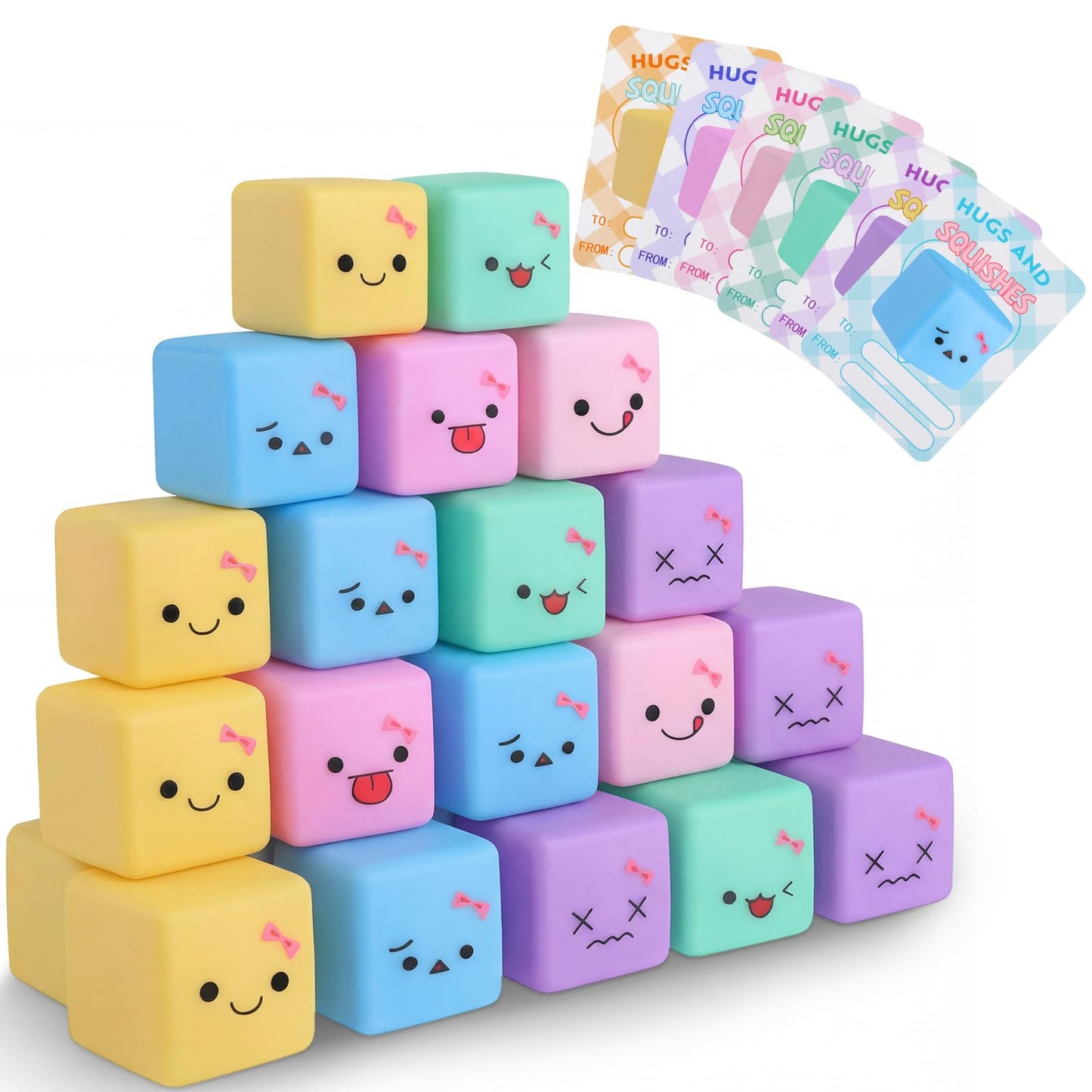Soulchen 30-Pack Valentines' Day Slow Rising Stress Cubes – Fidget Toys for Adults