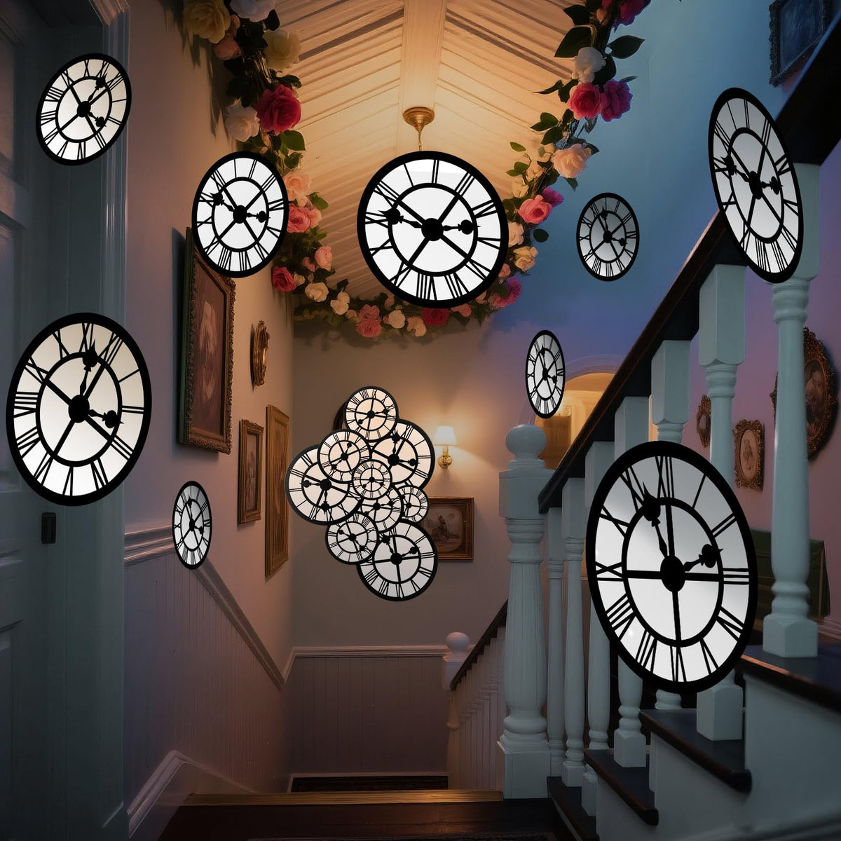 Soulchen Wonderland Tea Party Clock Garlands – 20 Pcs Hanging Decorations