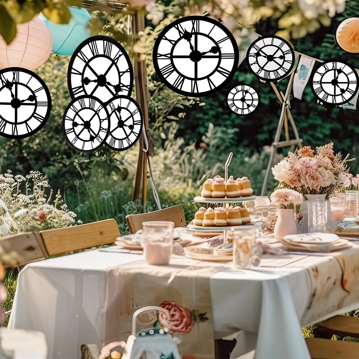 Soulchen Wonderland Tea Party Clock Garlands – 20 Pcs Hanging Decorations
