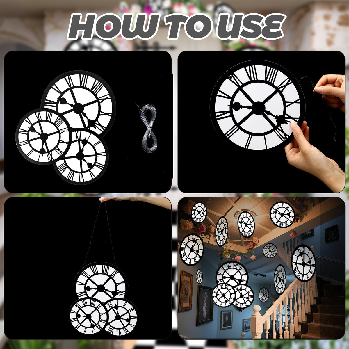 Soulchen Wonderland Tea Party Clock Garlands – 20 Pcs Hanging Decorations