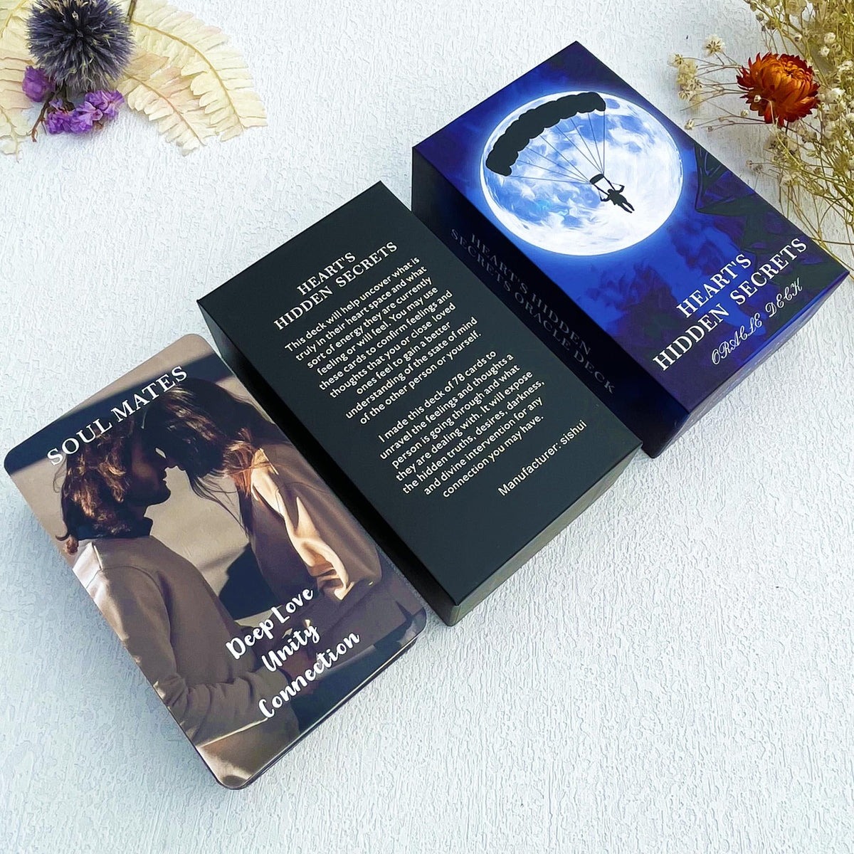 Soulme Twin Flame Love Oracle Cards — Hearts Hidden Secrets Deck, 78-Card Starter Tarot for Beginners
