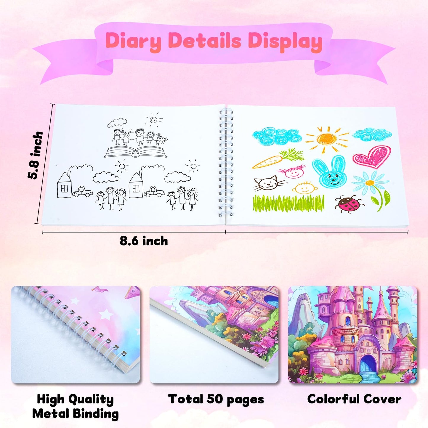 Souroyea DIY Journal Kit for Girls – Tween Journal Set (7-14 Years) Pink