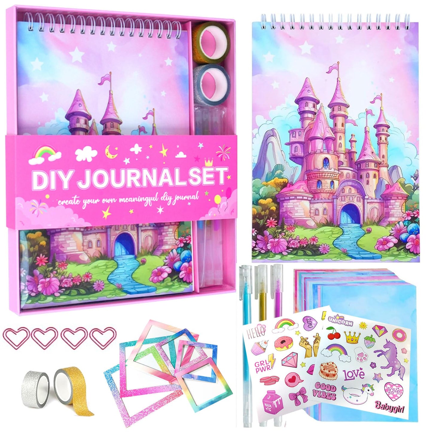Souroyea DIY Journal Kit for Girls – Tween Journal Set (7-14 Years) Pink