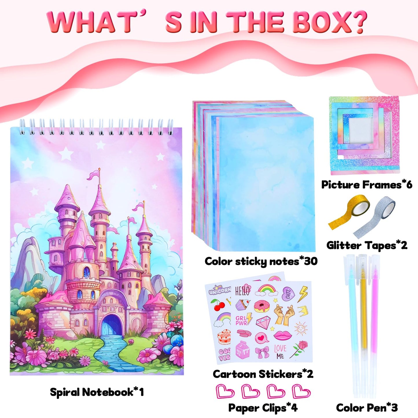 Souroyea DIY Journal Kit for Girls – Tween Journal Set (7-14 Years) Pink